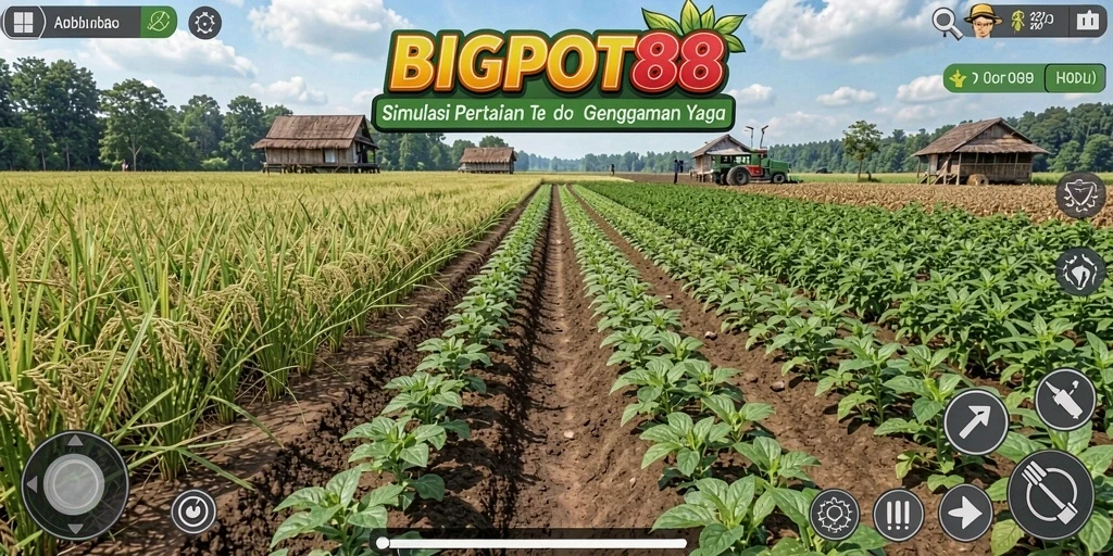 Screenshot utama BIGPOT88 menampilkan aksi seru dalam pertanian.