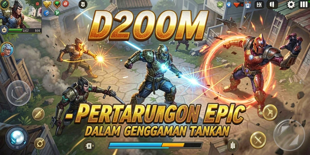 Tangkapan layar D200M menunjukkan pertempuran seru antara karakter-karakter ikonik.
