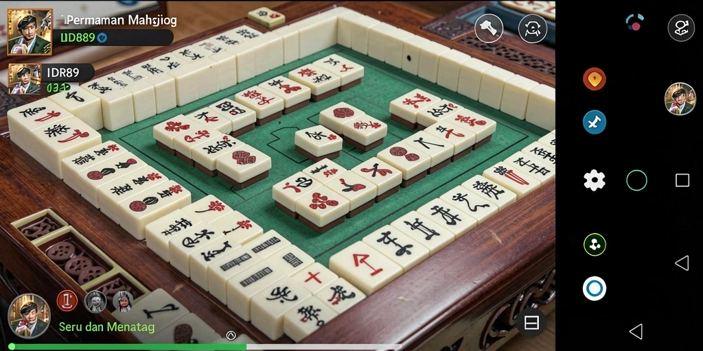 Tampilan screenshot permainan IDR89 yang menunjukkan suasana Mahjong yang seru.