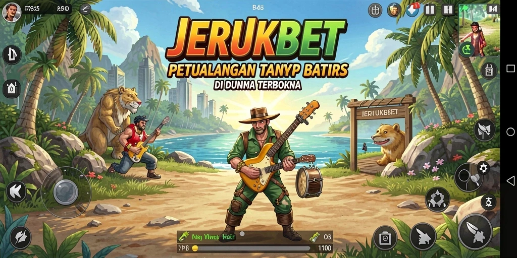 Tangkapan layar menampilkan aksi mendebarkan di dunia terbuka JERUKBET.