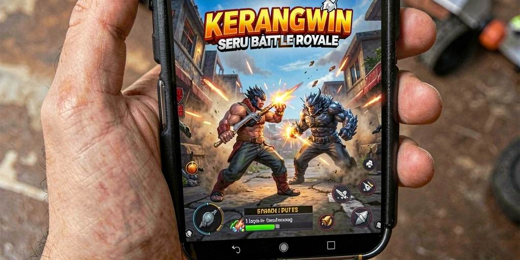 Tampak aksi mendebarkan dalam gameplay KERANGWIN di arena Battle Royale.