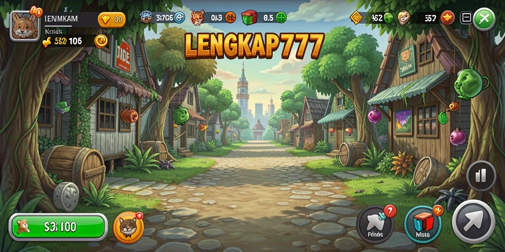 Tampilan gameplay LENGKAP777 menampilkan kemajuan karakter yang berkembang secara otomatis.