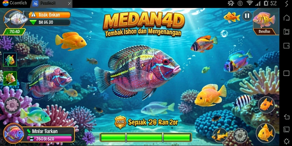 Tampilan gameplay seru dalam MEDAN4D dengan aksi Tembak Ikan yang menantang.