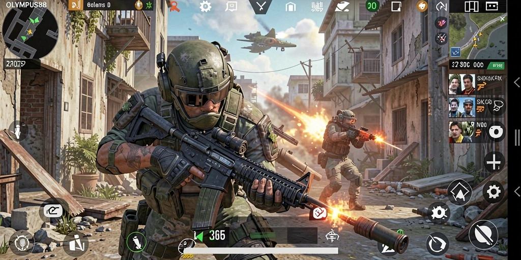 Screenshot OLYMPUS88 menampilkan aksi seru dalam pertempuran FPS.