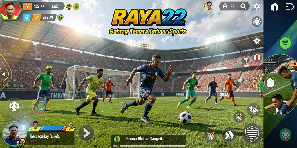 Screenshot gameplay RAYA22 yang menunjukkan aksi olahraga seru.