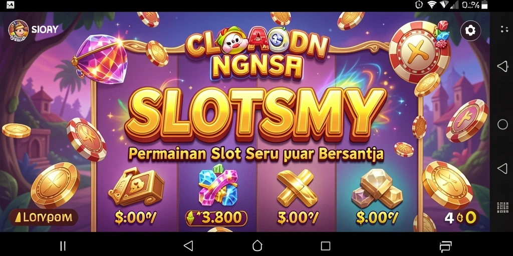 Tangkapan layar permainan SLOTSMY menampilkan keseruan dan warna-warni slot.