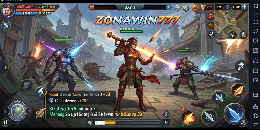 Tampilan strategis yang intens dalam ZONAWIN777 saat bertarung.